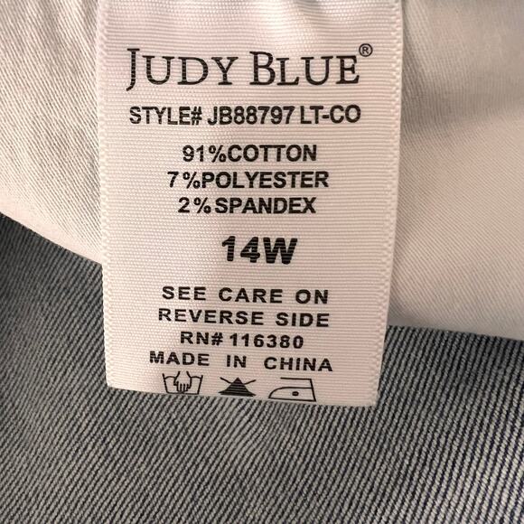 Judy Blue Jeans 14W Light Wash High Rise Distressed Skinny Denim - Picture 13 of 15